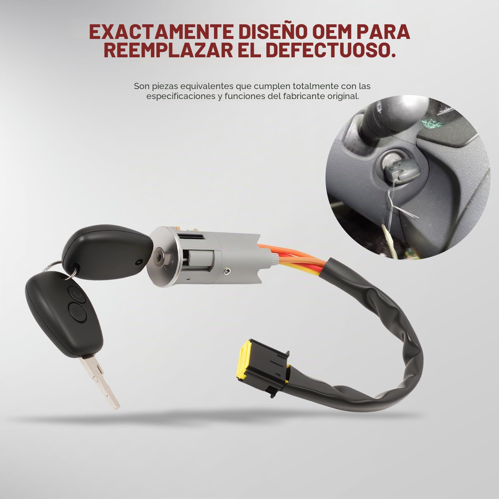Kit antirrobo de dirección con barriles de cerraduras de puertas y maletero para Dacia Logan (2004+), Sandero (2008+), Clio 2 (1998-2008), Twingo (1999-2006) con 2 llaves