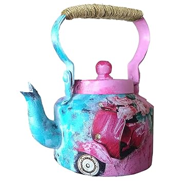 Retro-styled Tea Kettle hand-painted with Decoupage from Penkraft