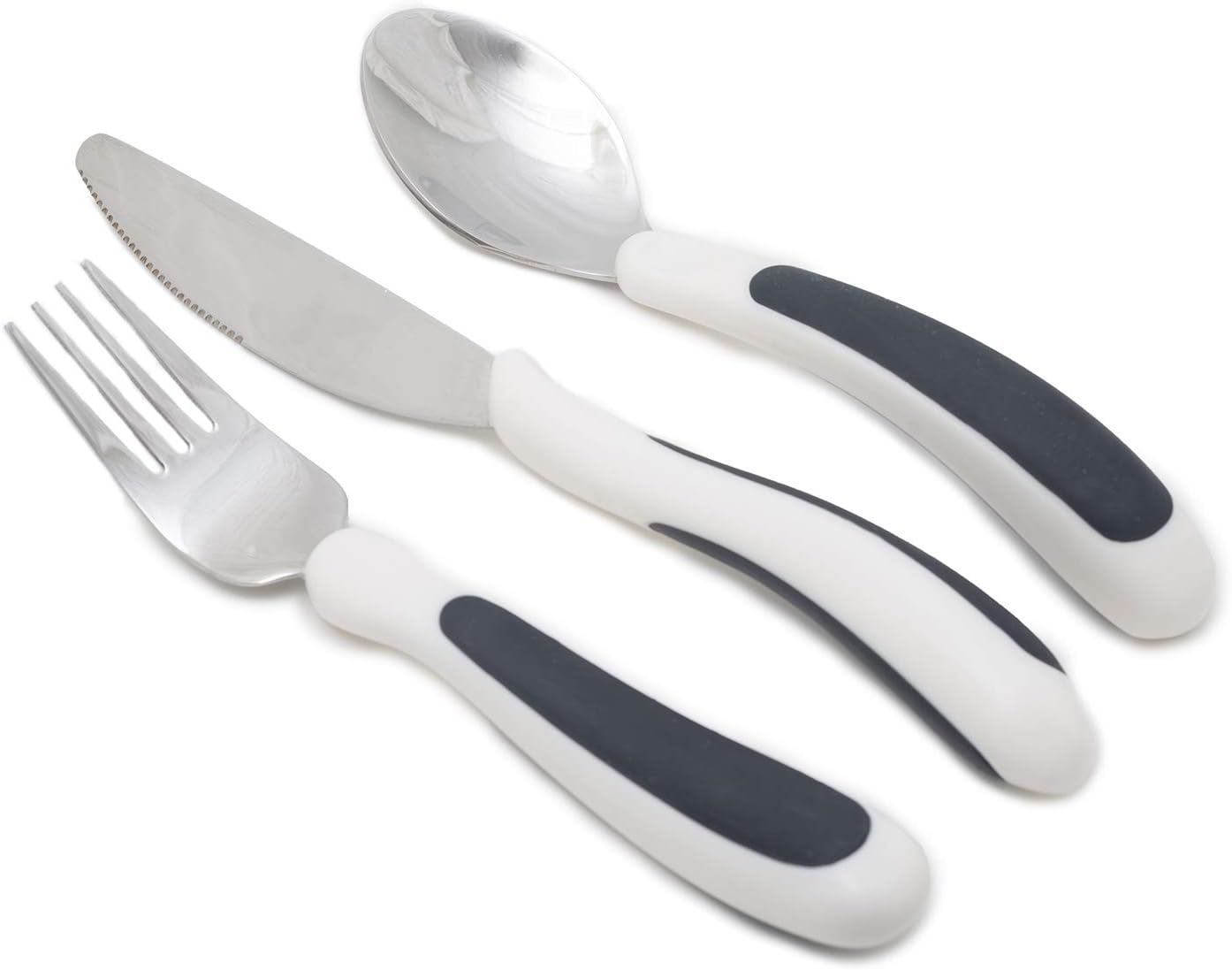 NRS Healthcare M80270 Kura Care Adult Cutlery Set, Easy Grip Set, Black & White