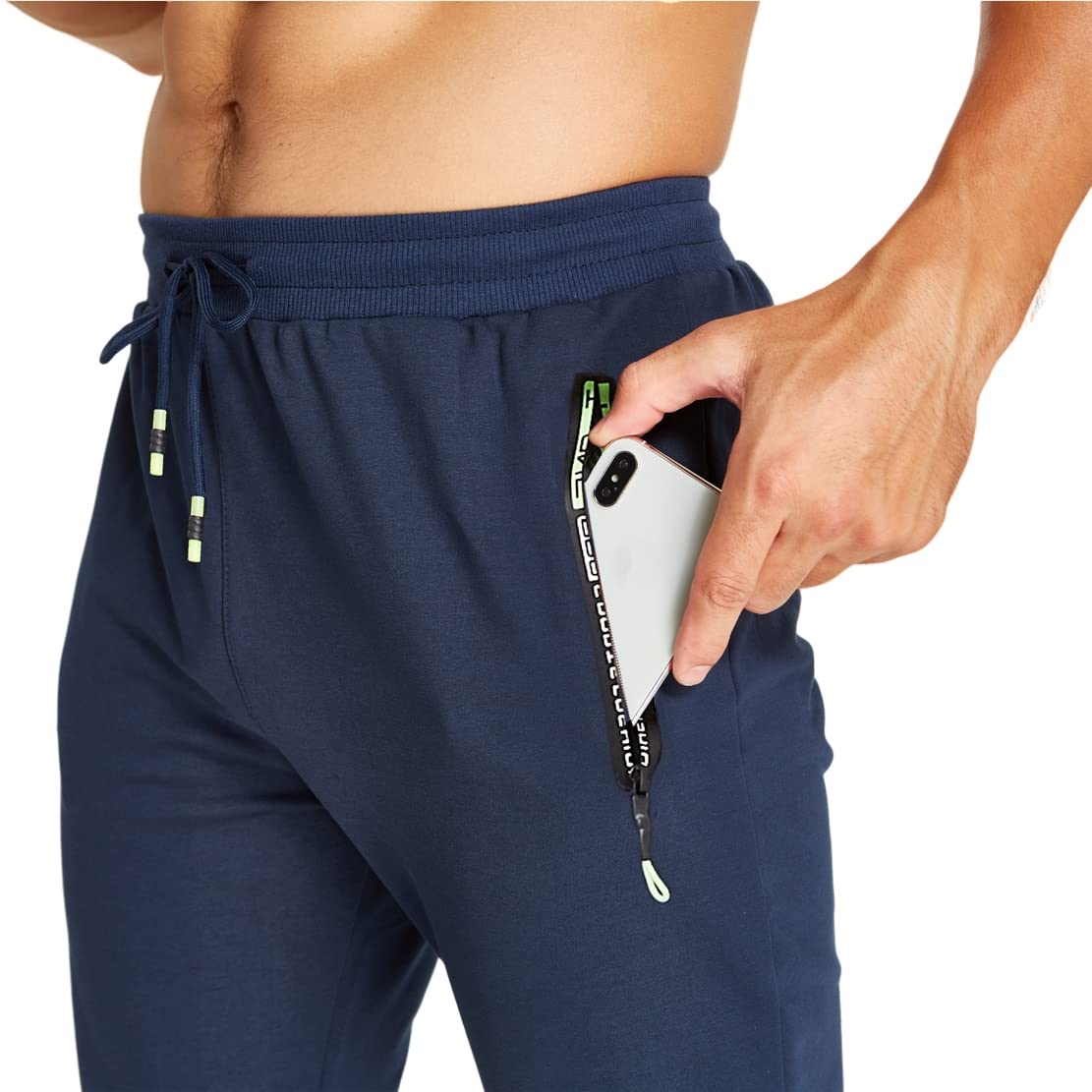 ZOXOZ Pantaloni Sportivi Uomo Cotone con Tasche Zip Elastico in Vita con Coulisse