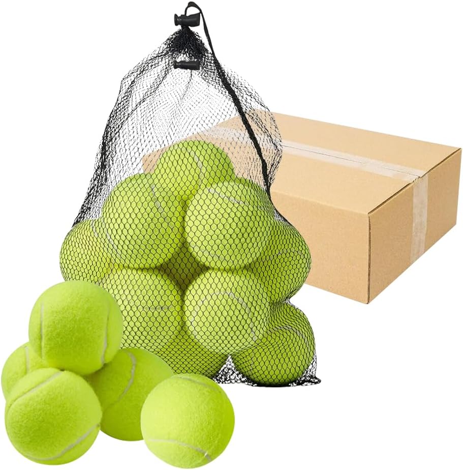 ZOPPER Tennis Balls With Storage Bag 12pk, Tennis Ball Sturdy & Durable Ideal for Sports,Games, Practice, Pets Play, Dog Training Outdoor Garden use Throwing Machines