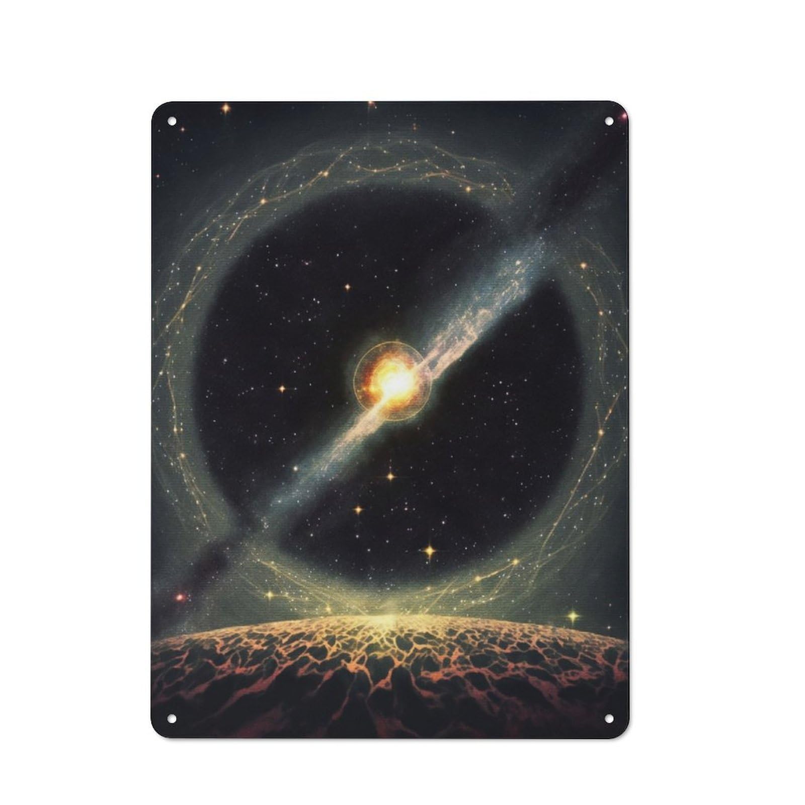 Junmoney Planet Sprinkling Of Stars Retro Printed Metal Sign 40X30cm For Garage Or Workshop, For Garage, Workshop And Man Cave Decoration