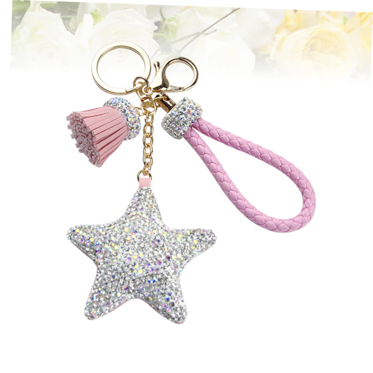 GALPADA 2 Uds Accesorios Colgantes De Cristal Para Coche Llaveros De Mochila Para Niñas Llavero De Cartera s De Estrella De Diamantes De Imitación Hecho A