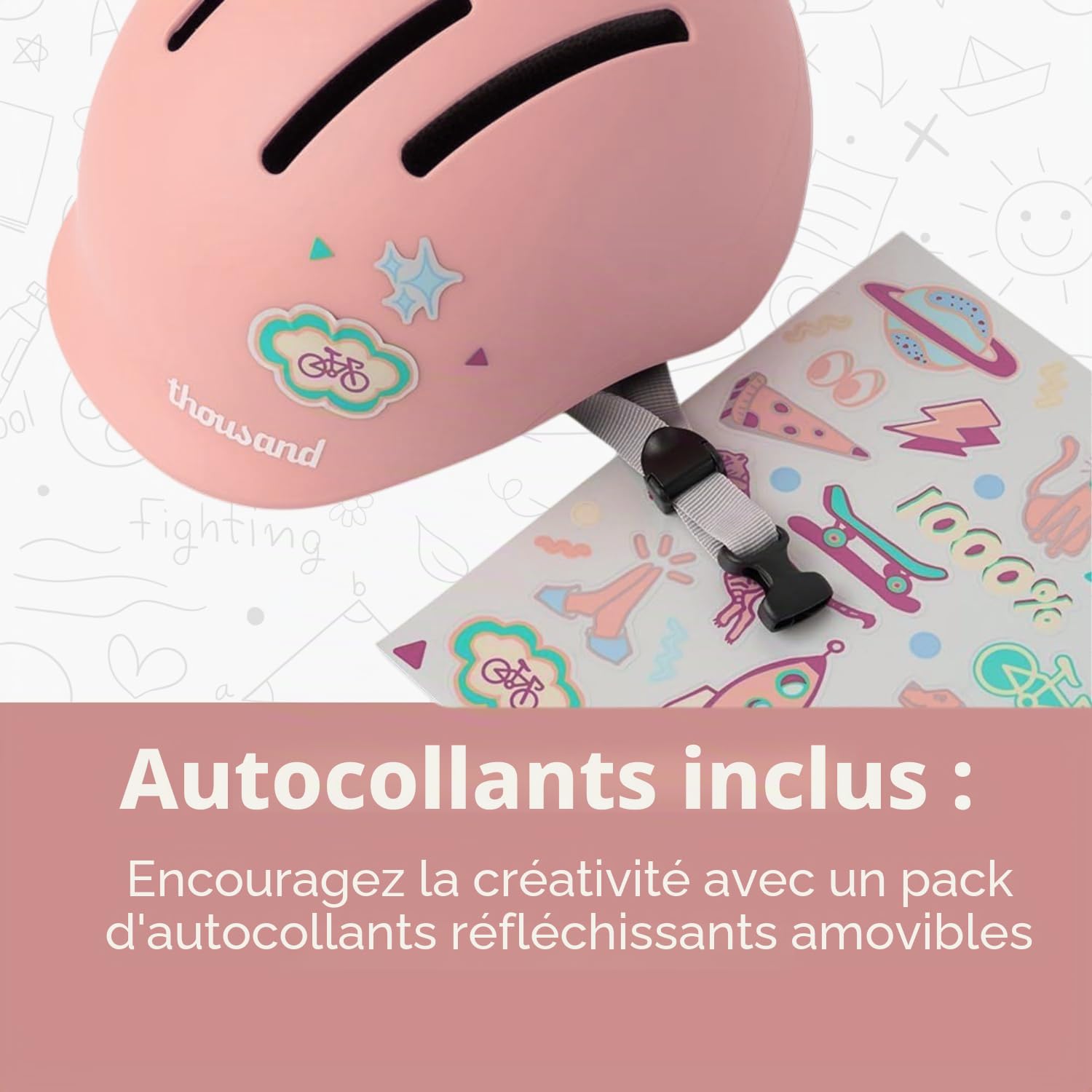 Thousand Casque pour Enfants - Kit Autocollants Réfléchissants Gratuit, Boucle Magnétique Anti-pincement, Garantie de Remplacement en Cas d'Accident, Certificat de Sécurité CSPC ASTM CE