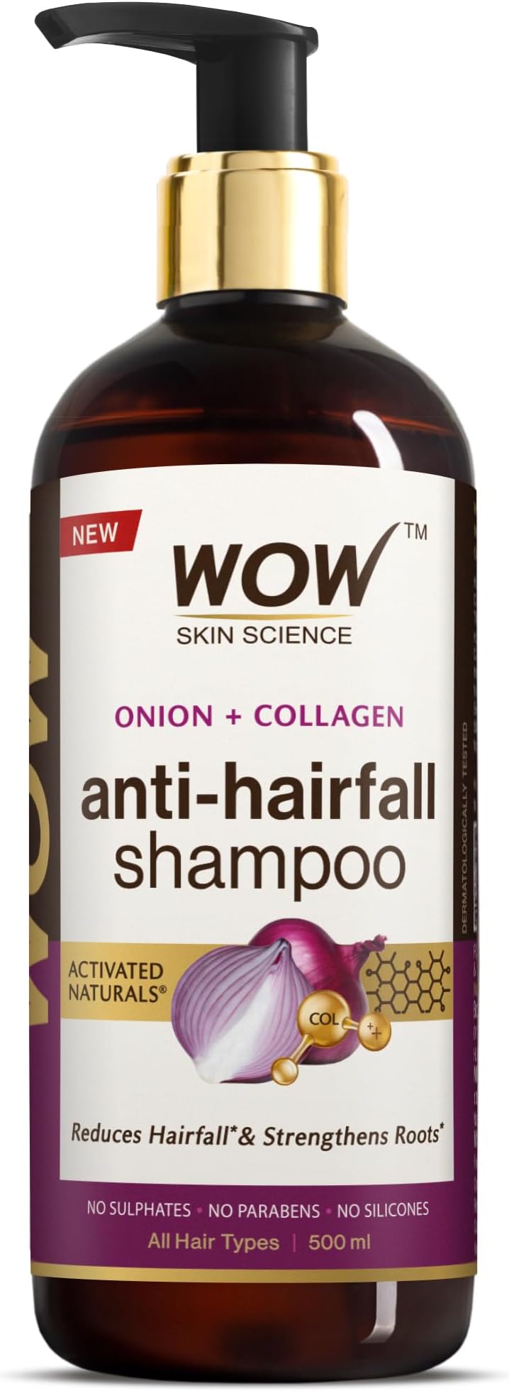 Onion & Collagen Anti-Hairfall Shampoo|Reduces Hairfall|Strengthens Roots|Nourishes Scalp|Prevents Breakage|Enhances Hair Thickness and Shine|New & Improved Formulation|500ml