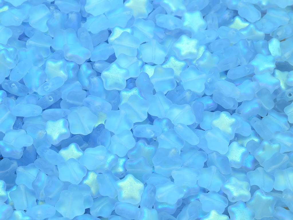 30pcs Flat Star Beads, Mixed Colors (Mix), Glass, Czech Republic (0.24 inches)