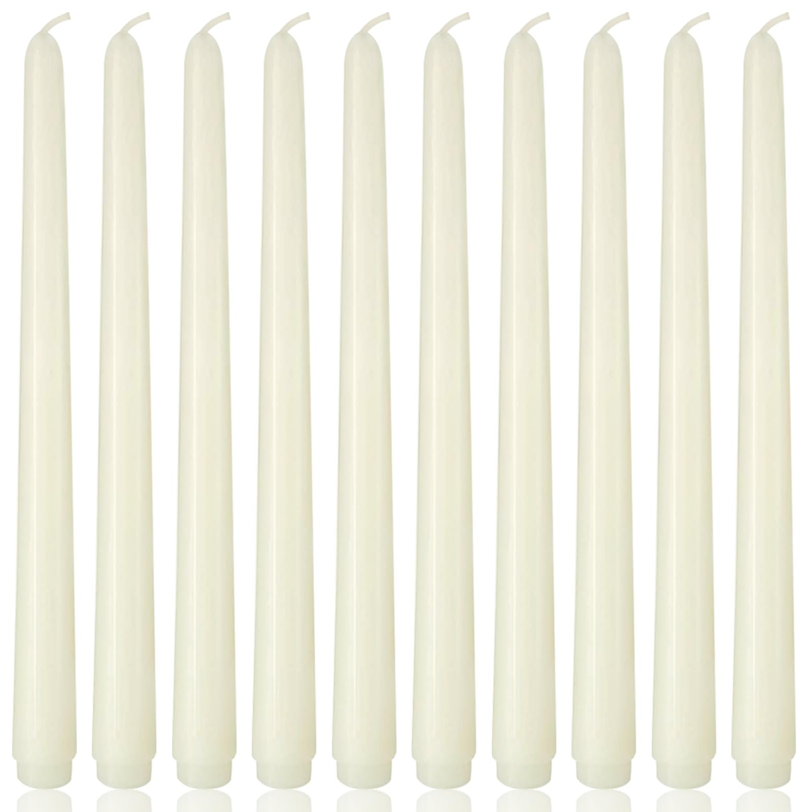 Photo 1 of 10 Inch Ivory Taper Candles, 10 Pack Unscented Candlesticks for Dinner, Wedding, Christmas, Seasonal Celebration and Home Decoration