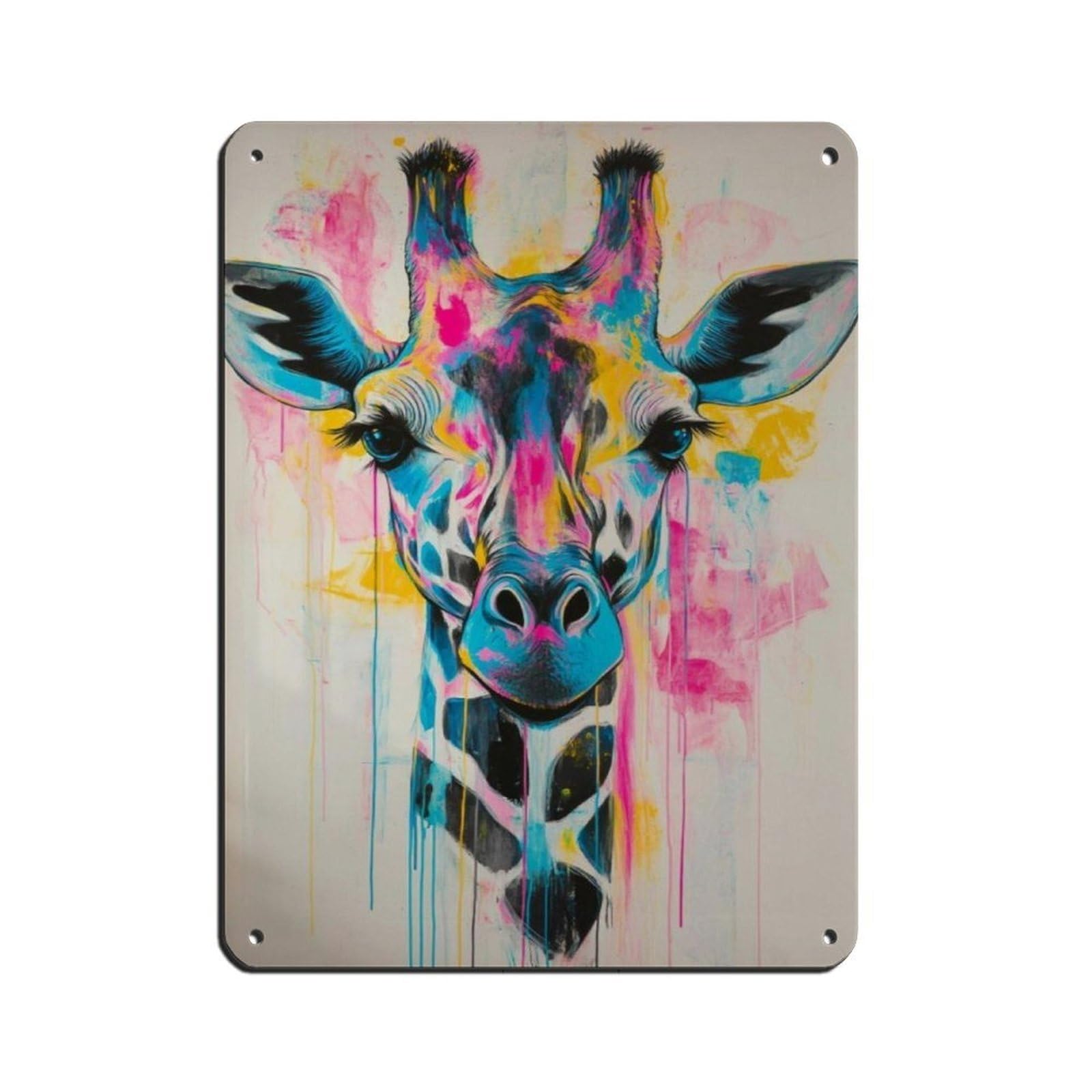 Colorful Giraffe, Abstract Giraffe Retro Poster Metal Tin Sign Chic Art Retro Iron Painting Bar People Cave Cafe Family Garage Poster Wall Decoration 12x16inch(30x40cm)