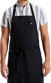 hedley & bennett Essential Apron - Professional Chef Apron with Pockets & Adjustable Bib Strap for Cooking & Grilling