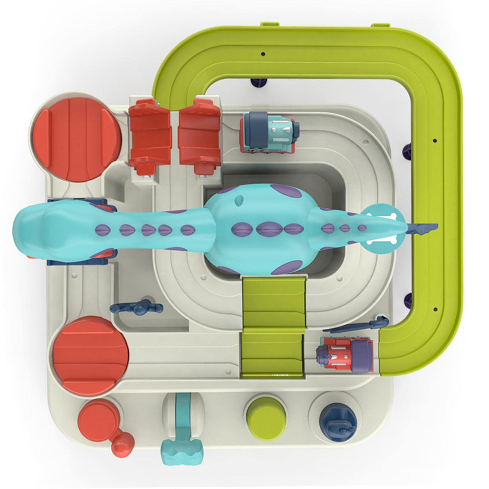 Car Playset Pista Treno Educativi Auto Gioco Parcheggio Manuale Plastica Interattivo Adatto per Bambini Scuola Tempo Libero Famiglia, Dinosauro