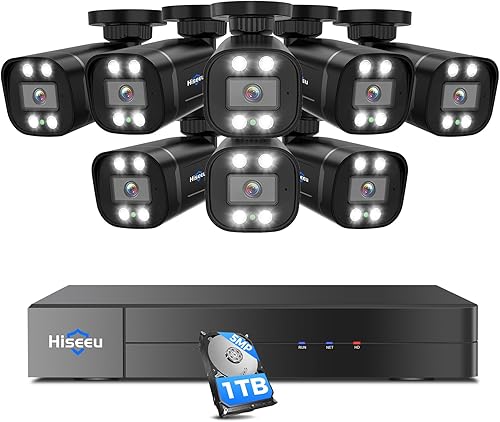 Detección facial Sistema de cámara de seguridad para el hogar de 5 MP H265 1 TB HDD sistema de cámaras de seguridad para interiores y exteriores con