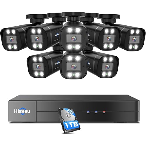 Hiseeu 3K Wired Outdoor Security Camera System with Audio,Smart Dual Light,5MP 8CH Surveillance DVR,8X5MP CCTV Cameras & 1TB Hard Drive,AI Human/Vehicle Detection,Smart Playback for Home Security