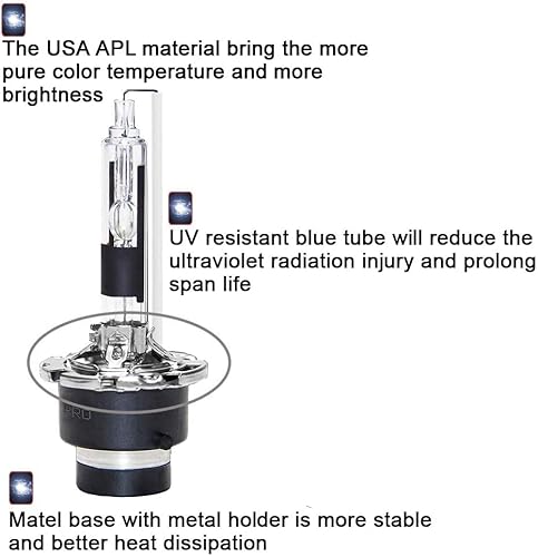 Sinoparcel D2R Xenon Hid Headlight Bulbs - 6000K 55W Low Beam Replacement Lights - Pack Of 2 #TOP4