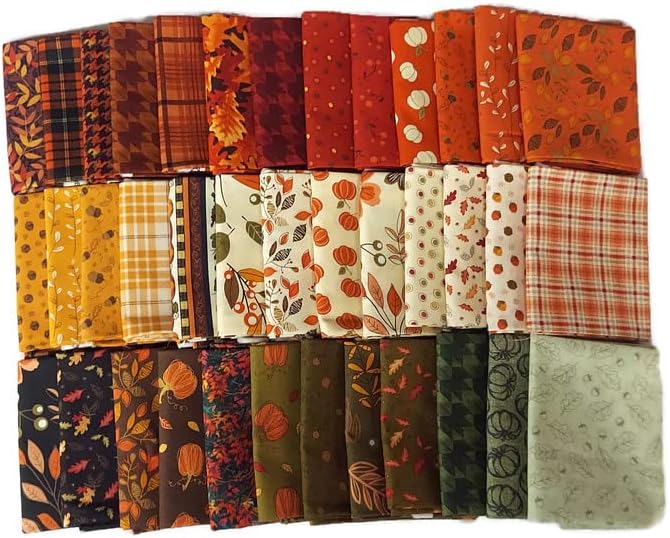 Fields Fabrics 10 Fat Quarters - Autumn Fall Fat Quarter Bundle Autumnal Nature Leaves Quality Quilters Cotton Fabrics M227.02