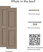 Vista 58 de Persianas de vinilo de panel elevado Pontiac Trail (1 par) 14.5"x31" - Negro Cosmos/Pintable Persianas de ventana exteriores Incluye hardware