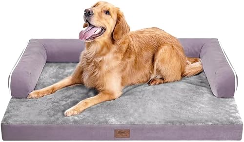 Miniatura 29 de Cama ortopédica extra grande para perros impermeable: cama de espuma viscoelástica para perros XL y extra grandes, sofá sofá, lavable con funda Azul