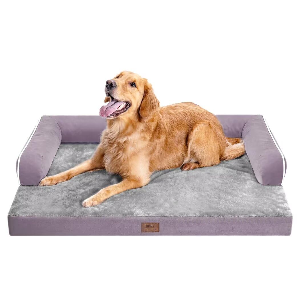 MEKIY Orthopedic Washable Dog Bed with Bolster for Medium to Large Dogs