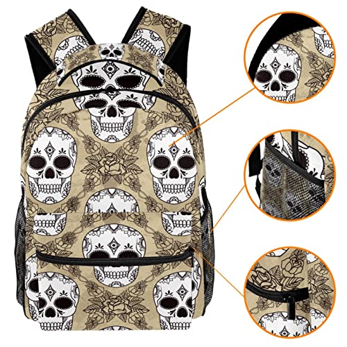 Sac à dos de voyage tête de mort blanc avec porte-bouteille - 3