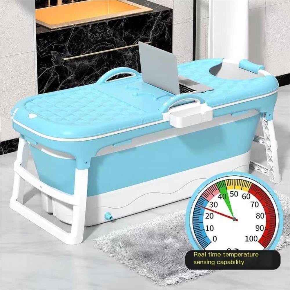 Portable Adult Folding Bathtub - 2-in-1 Elevated Soaking & Spa Pink PP Material 148cm Perfect for Home Relaxation & Comfort Space-Saving Design