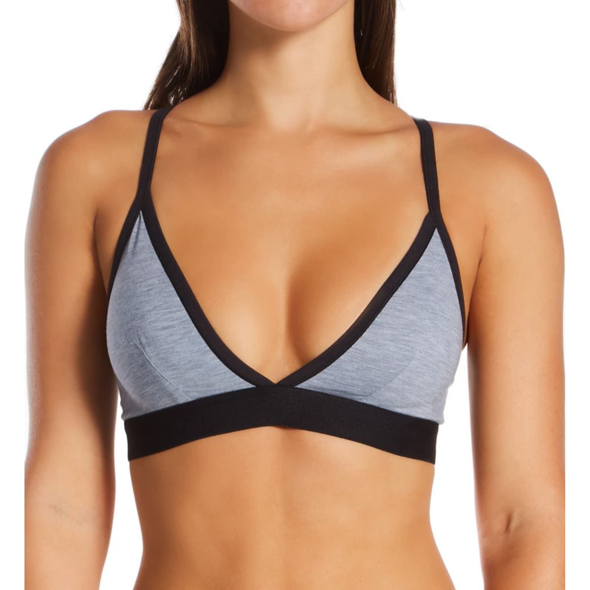 Maidenform Women's Naturally Soft Triangle Bralette DMSSTB, Concrete Heather/ Blck, S Concrete Heather/Black
