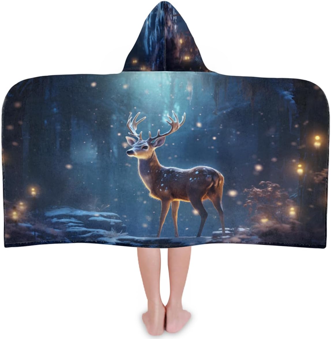 Pardick Kids Bath Towel Lonely Reindeer Beach Towel with Hood Pool Cover Up for Girls Boys Soft Absorbent Hooded Bath Towel Toddler Towels for Beach, Pool