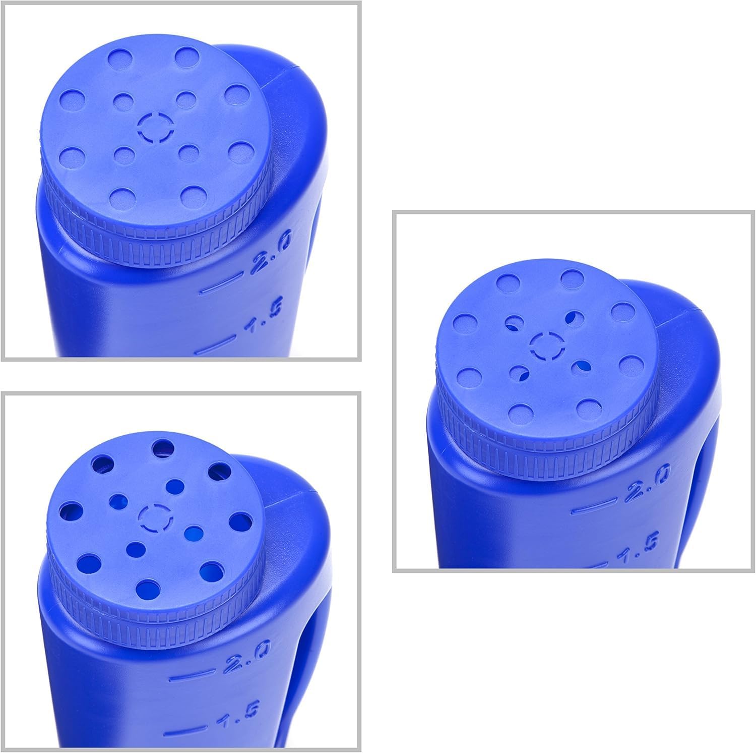 Katai – 2L (70 oz) Hand Held Spreader – Adjustable Hole Size for Seeds, Fertilizer, Salt & Ice Melt – Heavy-Duty Garden Spreader with Scoop – Blue