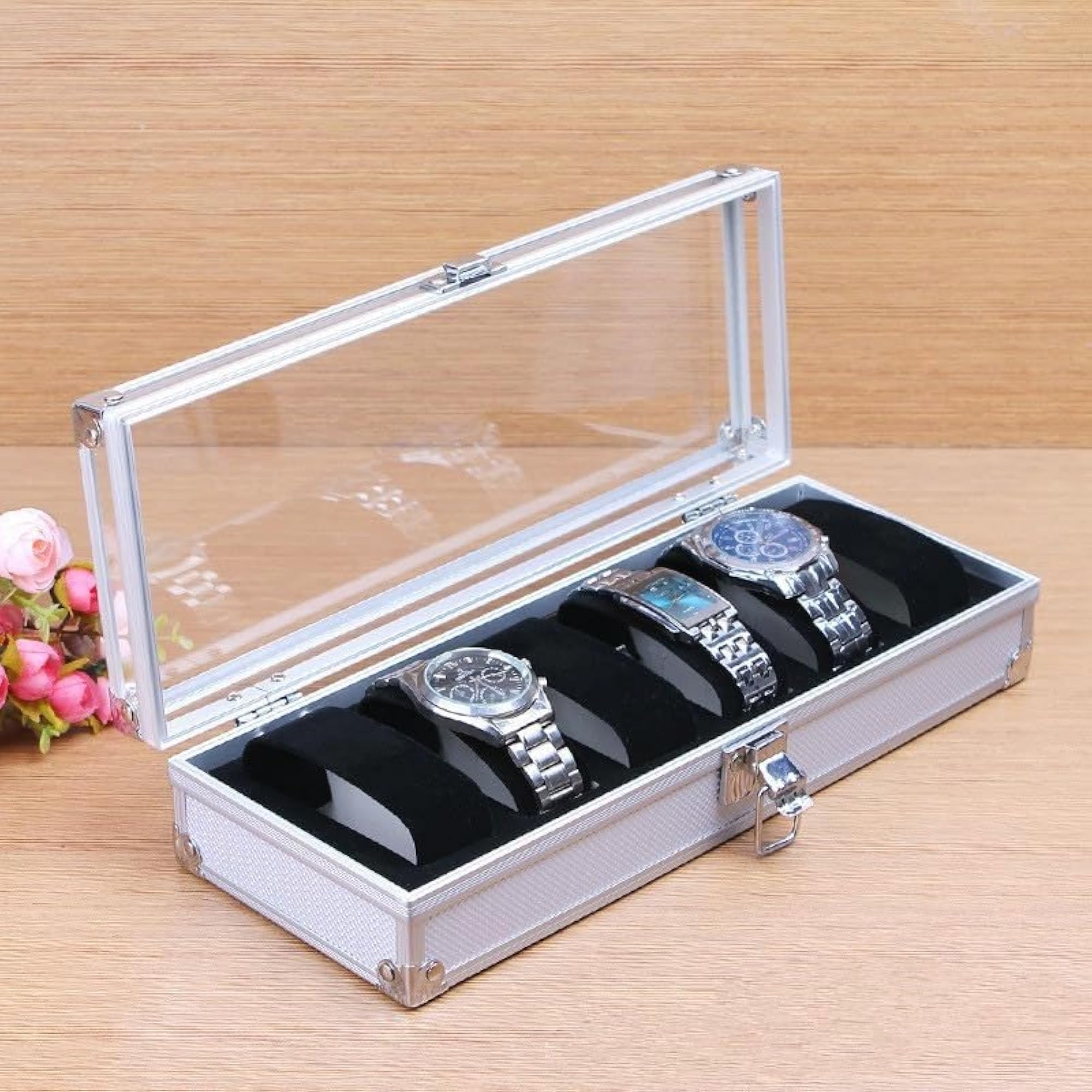 Watch Box Organiser, 6 Slot Aluminium Case