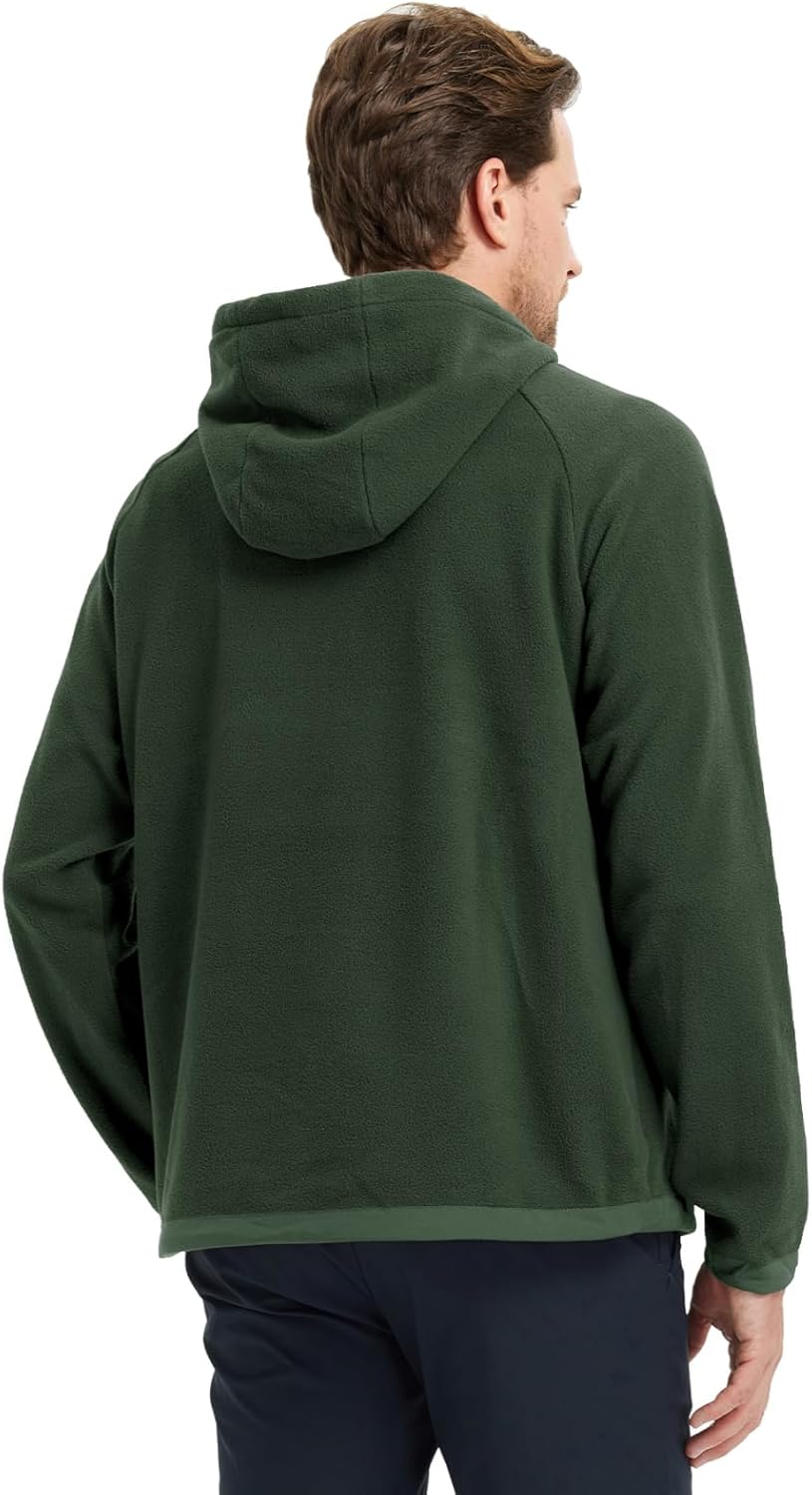Rouen Hoodies for Men Golf Quarter Zip Hooded Pullover Athletic Warm Polar Fleece Long Sleeve Half Zip Sweatshirt for Men - Image 3