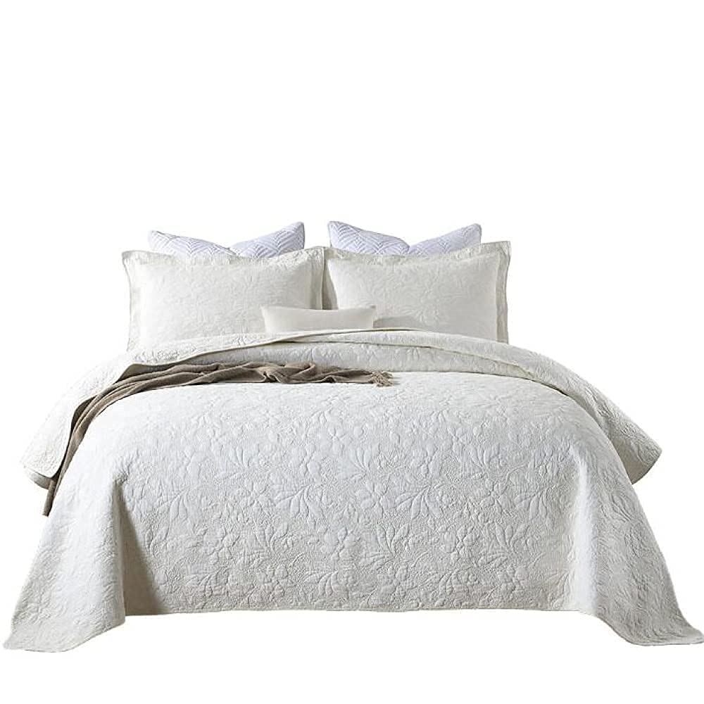 Couvre-lit matelassé double en coton doux fin frais lavable jaune beige