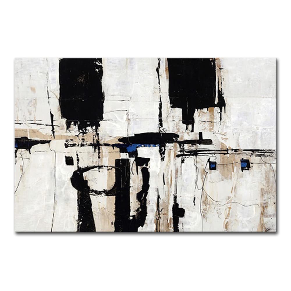 Mintura Arte Pintado a mano Negro Blanco Abstracto Dibujo Cuadro Arte de la Pared Sala de estar Lienzo Acrílico Hotel Decoración Pinturas al óleo sobre lienzo (140x220cm Sin marco)