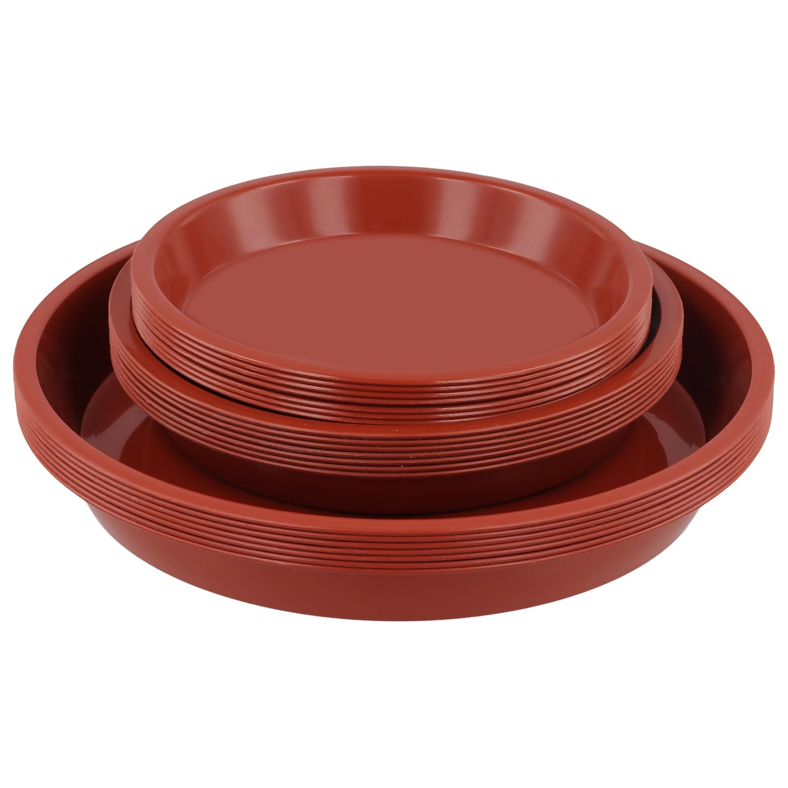 MANCHAP 21 Pack 15.8cm 17.8cm 23cm Plastic Plant Saucers, 3 Sizes Flower Pot Saucers Trays, Plastic Round Plant Pot Drip Trays for Indoor, Outdoor, Garden, Red