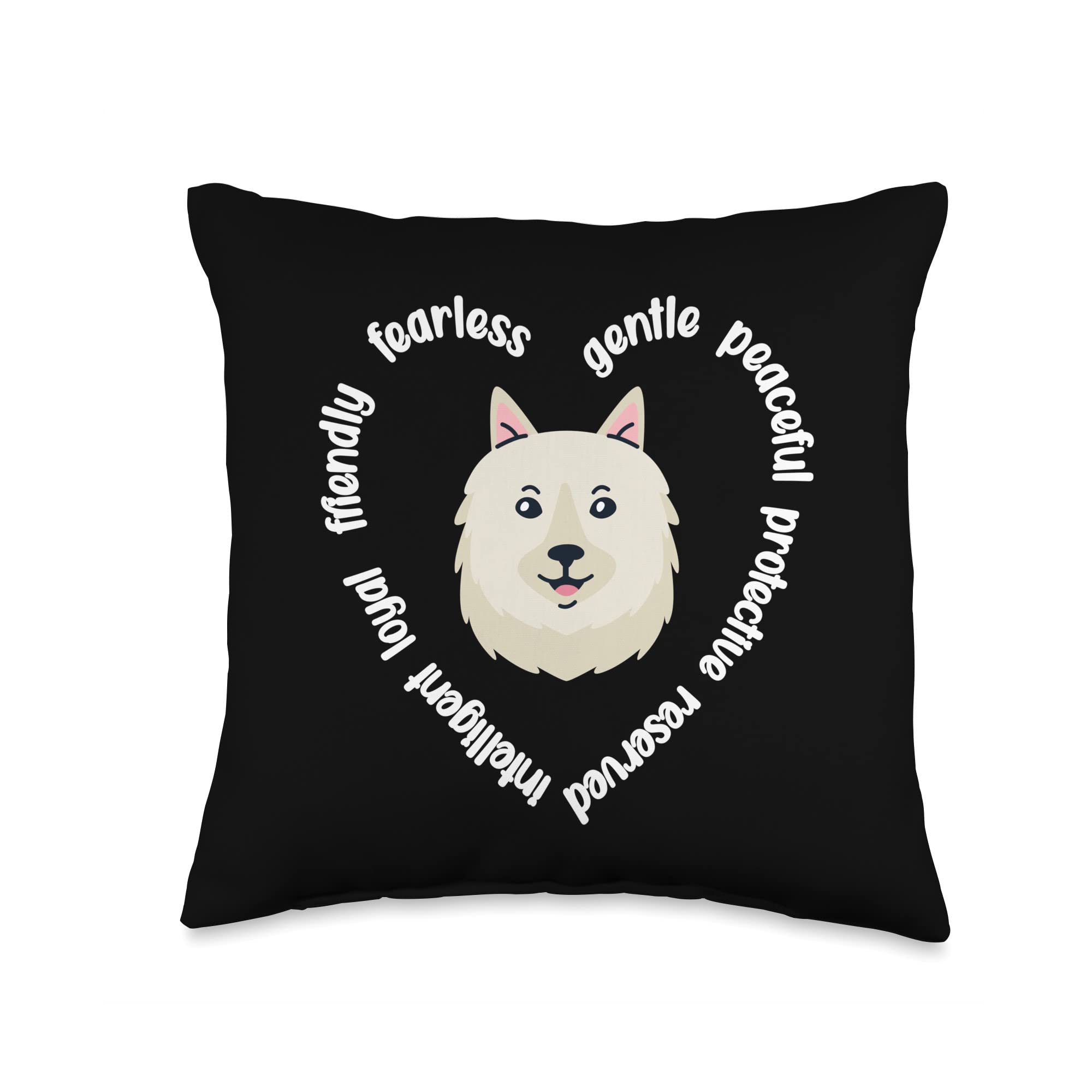 American Eskimo Dog Lover | American Eskimo Owner Heart | American Eskimo Mom Eskie Dad Throw Pillow, 16x16, Multicolor