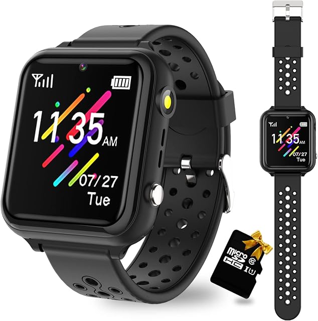 Retysaz Kids Smart Watch 16 Game Smart Watch for kids Phone Fashion Smartwatches for Children 3-14 Great Gifts To Girls Boys Electronic Learning Toys (Black)