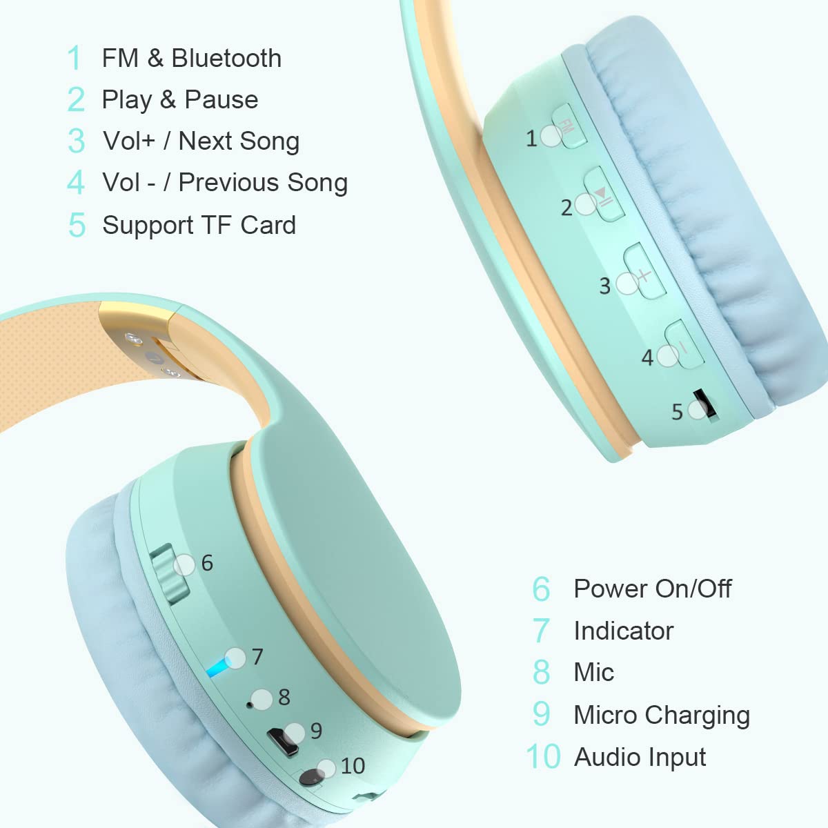 Picun B8 Bluetooth Headphones, 120 Hours Playtime, 3 EQ Modes, Deep Bass, Over Ear