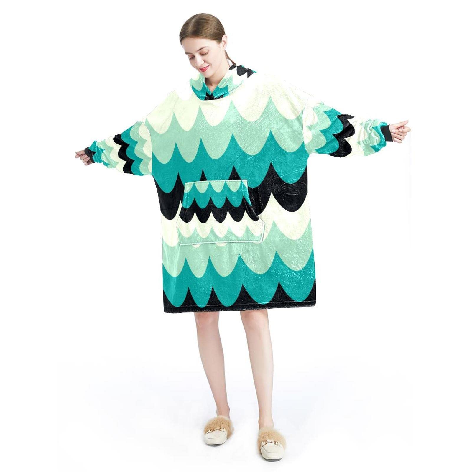 Poręczny koc bluza z kapturem morska Japonia oversize z kapturem dla kobiet, wygodna bluza, wielobarwny, rozmiar uniwersalny