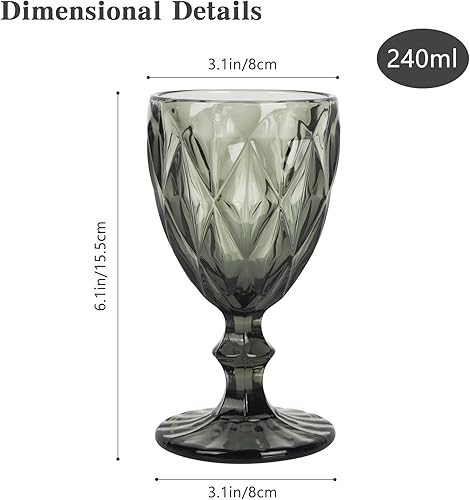 Miniatura 3 de Copas de vino vintage de 6 piezas para bebidas heladas, copas de vino (gris)