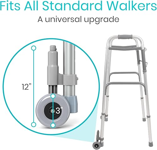 Miniatura 5 de Vive Ruedas para caminar con frenos  Equipo de ayuda de movilidad para personas mayores  Piezas de repuesto para seguridad de estabilidad de espalda