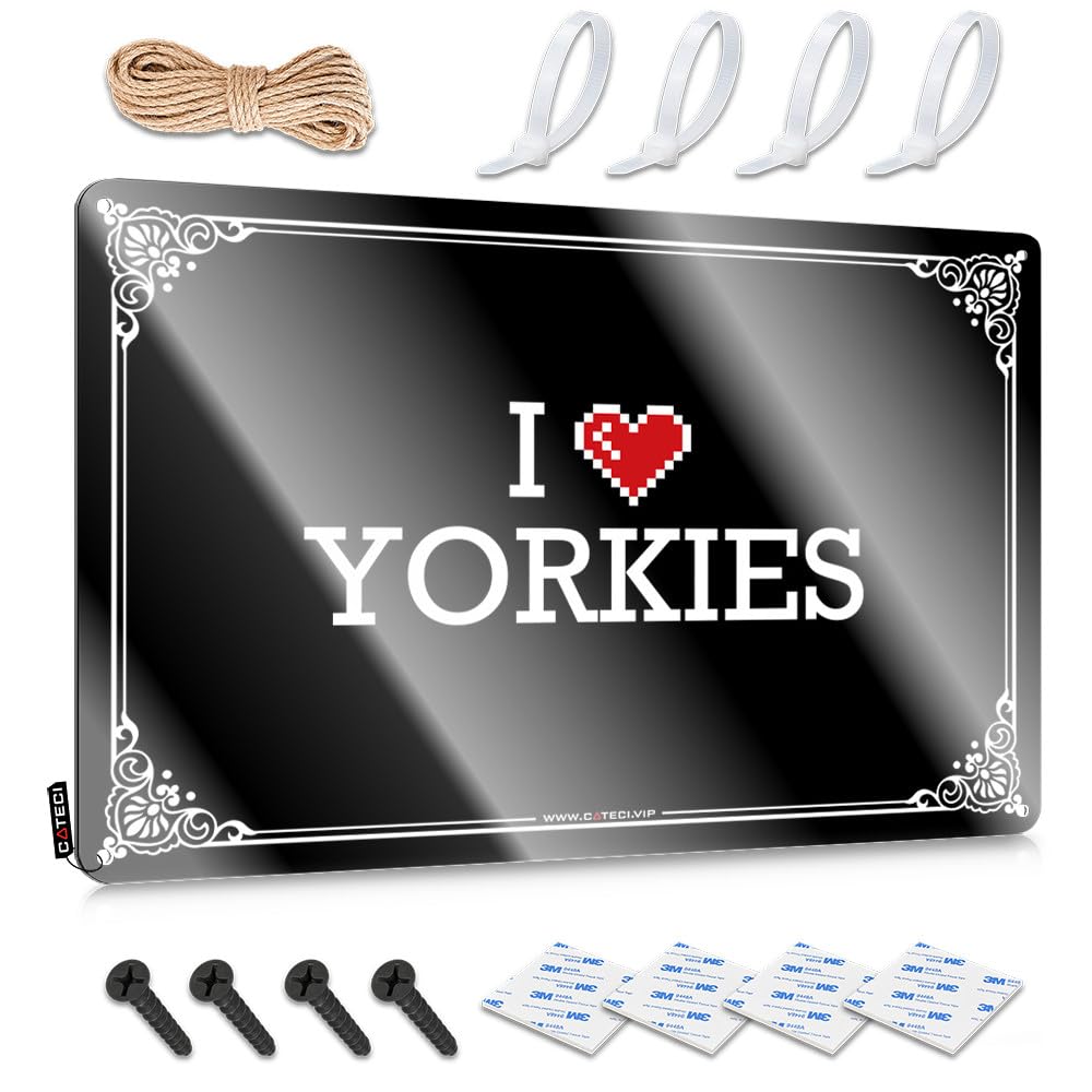 Farm, Decor Funny Fun Wall Decor, Square Rustic Metal Tin Sign For Man Cave | Pool Holiday Gift Custom I Love Yorkies(30X40CM)