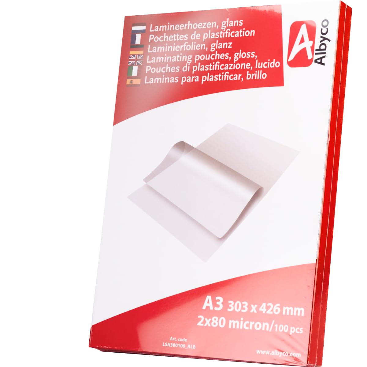 A3 Glossy Laminating Pouches - 160 Micron (2x80 microns) - Pack of 100