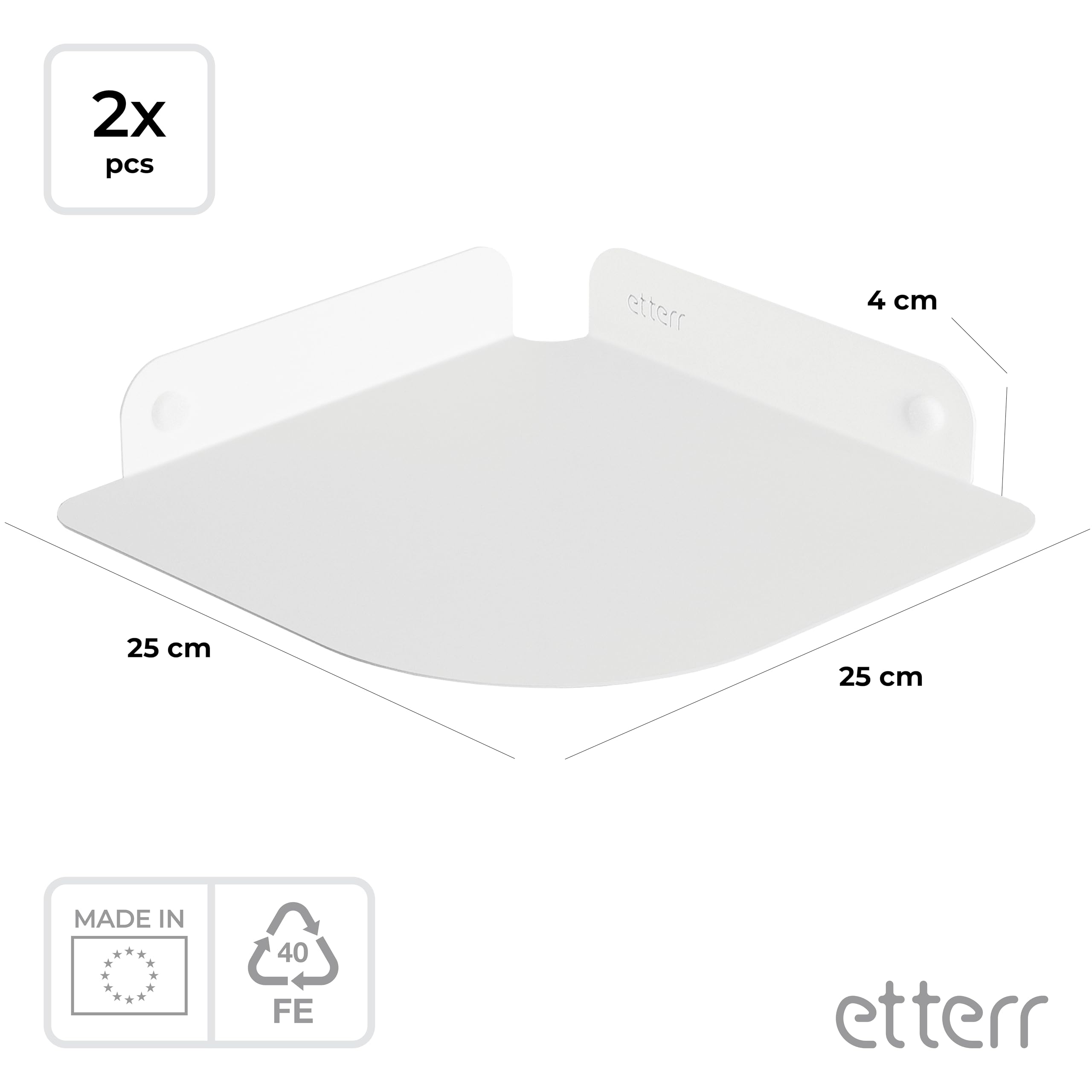 Balda esquinera metálica Flotante de Pared para salón, Cocina, baño y Entrada • Estantería de Esquina Invisible para Plantas y Libros • Repisa rinconera de Metal Minimalista para recibidor