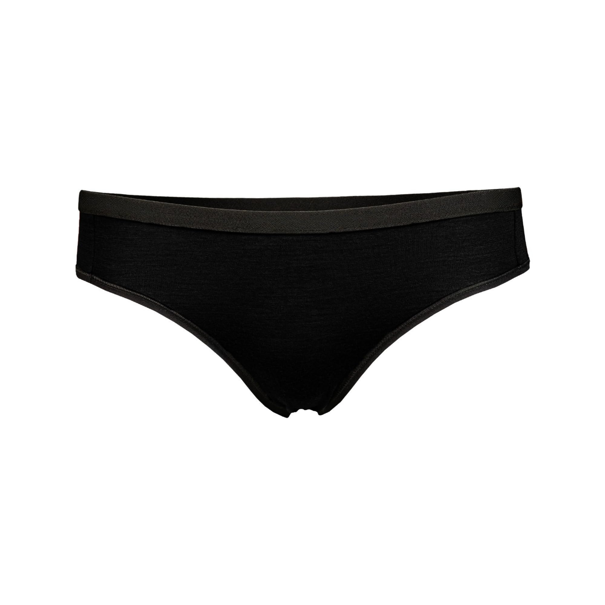 menique 100% Merino Wool Bikini Briefs – Breathable Knickers, Sweat & Moisture Wicking Pants Underwear Women, Anti-Chafing Briefs, Full Coverage for Ladies Daily Wear, Under Dress (Black, L)