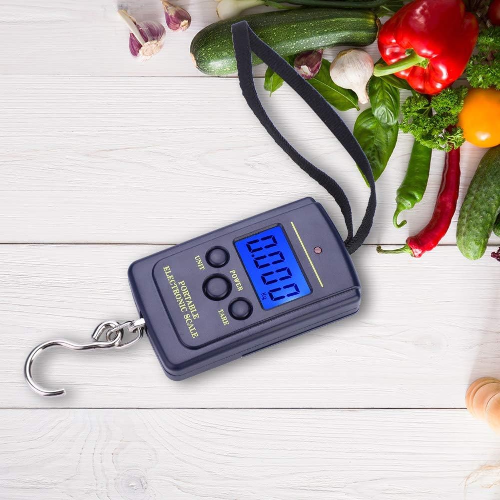 40 kg LCD elektroniczna waga cyfrowa, przenośna elektroniczna, waga, cyfrowa, przenośna waga, do podróży, wędkarstwa i łucznictwa, duży haczyk
