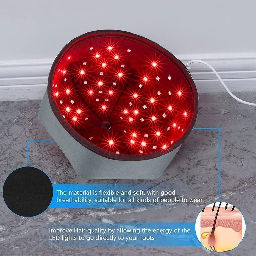 Czapka do terapii światłem czerwonym do wzrostu włosów, inspirowana klinicznie terapia LED na podczerwień w celu zmniejszenia przerzedzających się włosów, nieinwazyjne urządzenie zapobiegające