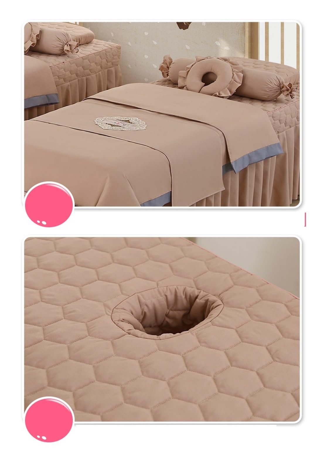 Fundas Elásticas para Camillas de Masaje 4 Uds. Juegos de cama salón belleza masaje antideslizante Tuina Spa uso cubierta retales falda con ropa agujeros(190x70)