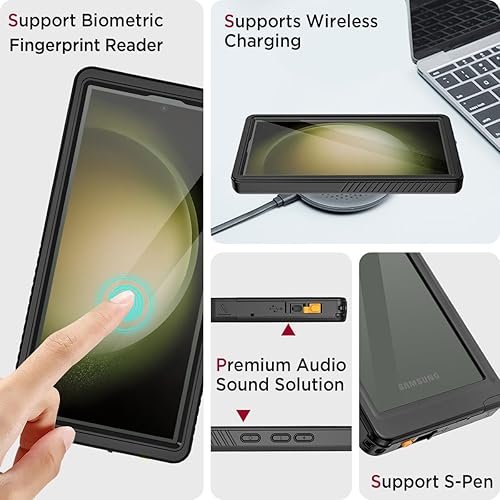 Miniatura 5 de Miimall Funda impermeable para Samsung Galaxy S24 Ultra, IP68 bajo el agua, a prueba de caídas de 14 pies, lente de cámara integrada y protector de