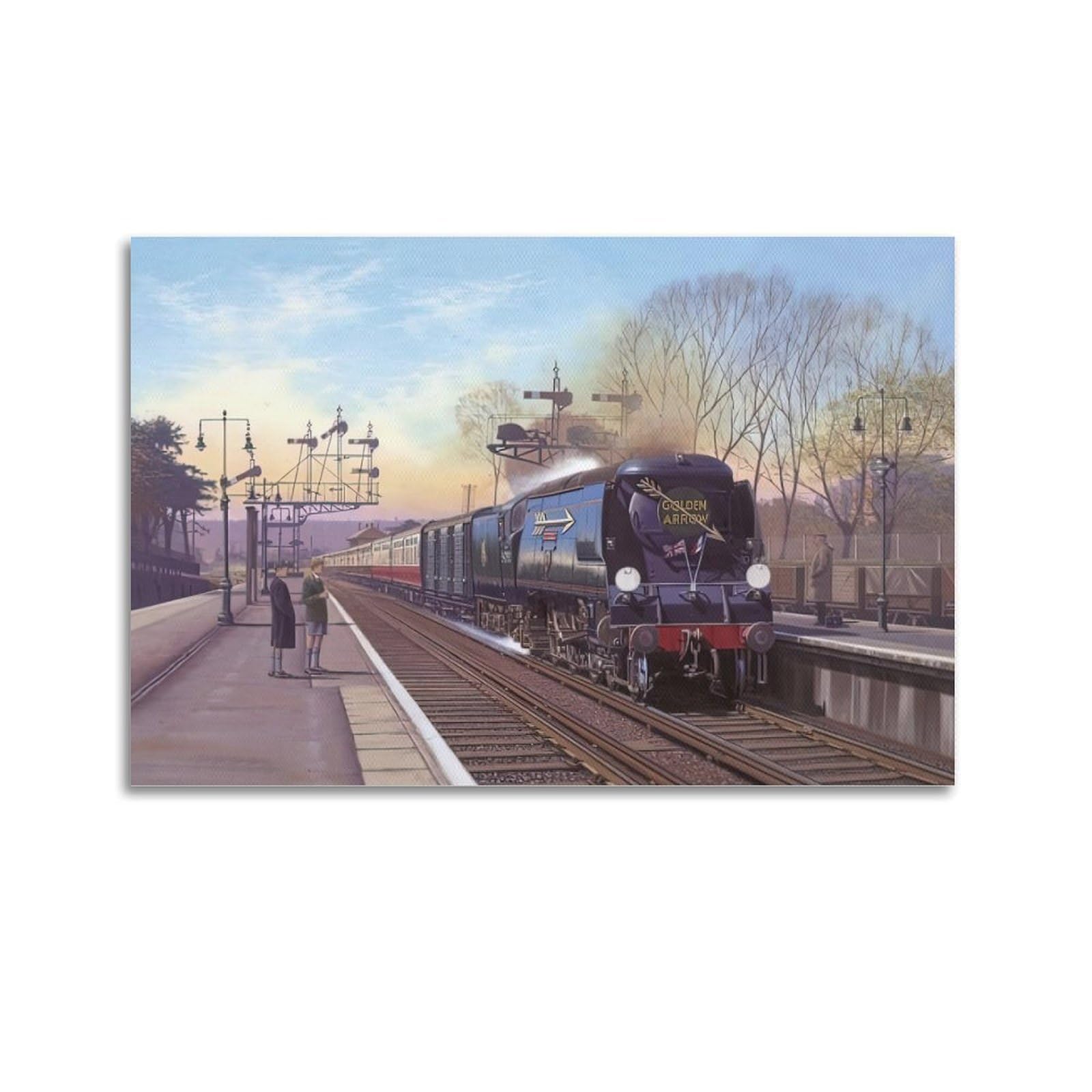 ZSZWHJ Vintage Transport Art Poster Steam Railway Train Poster Decorative Painting Canvas Wall Posters And Art Picture Print Modern Family Bedroom Decor Posters 20x30inch(50x75cm)
