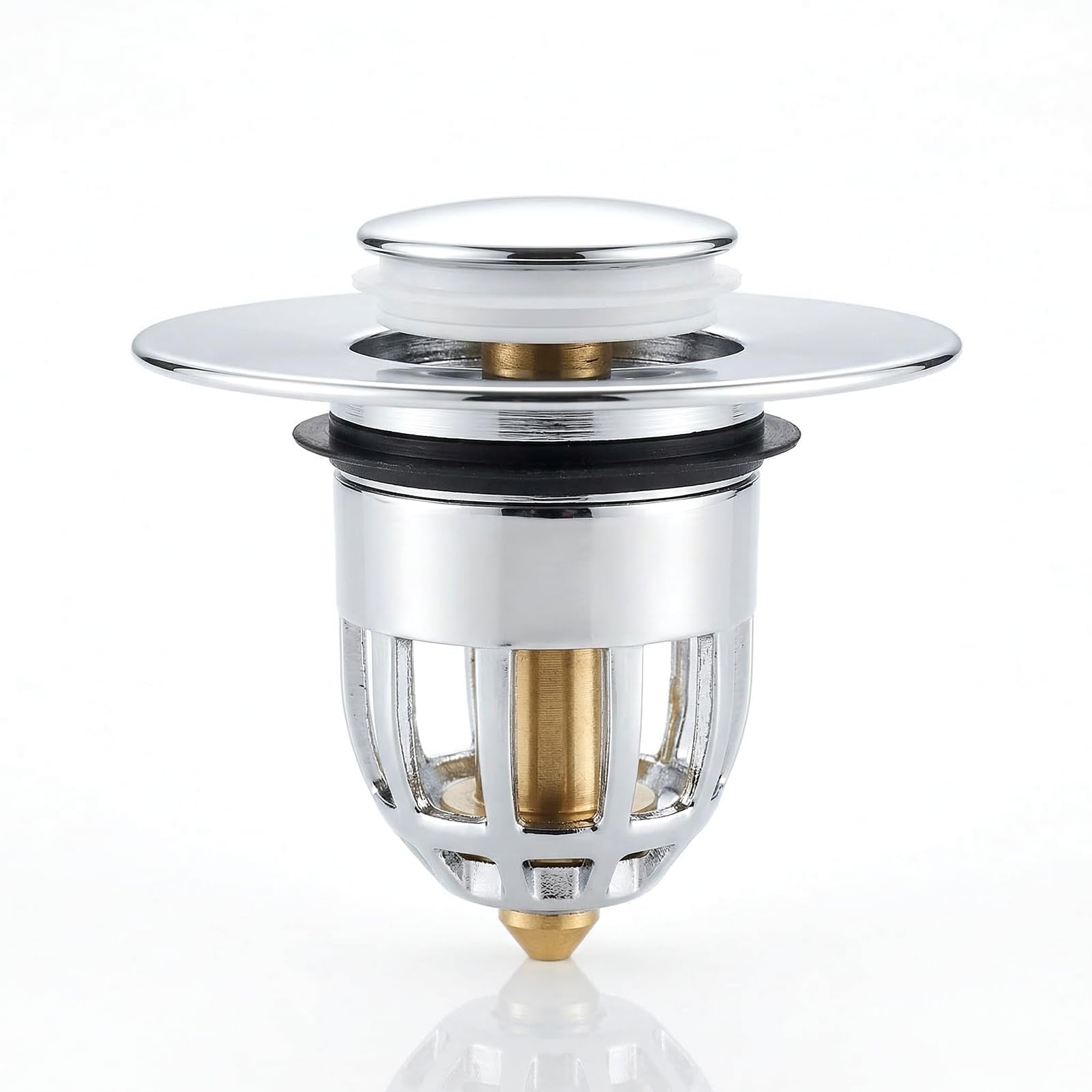 Sink Plug Replacement, Universal Sink Plug, Push-Type Pop Up Sink Plug Replacement with Brass Bounce Core, Bathroom Basin Plug for Bathtub, Kitchen