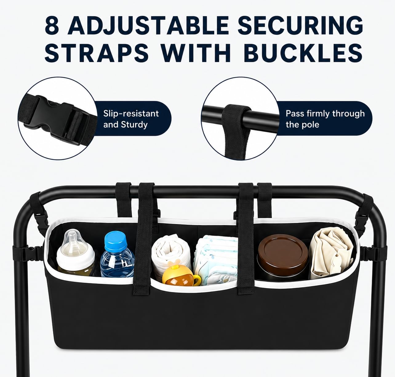 Organizador universal para cochecito de bebé, con portavasos aislados, para pañales y juguetes, adecuado para todos los modelos de vehículos todoterreno