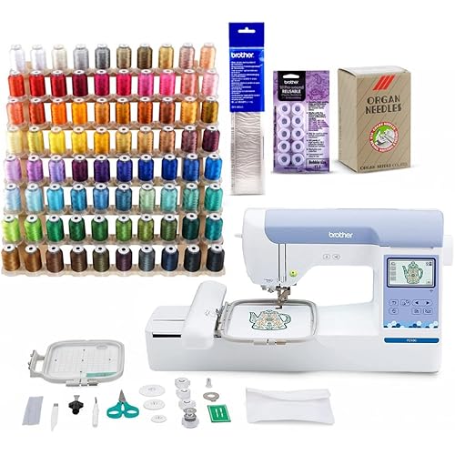 Brother Elite PE900 Large Embroidery Machine with Wireless LAN Bundle with Thread Kit (5 Items)