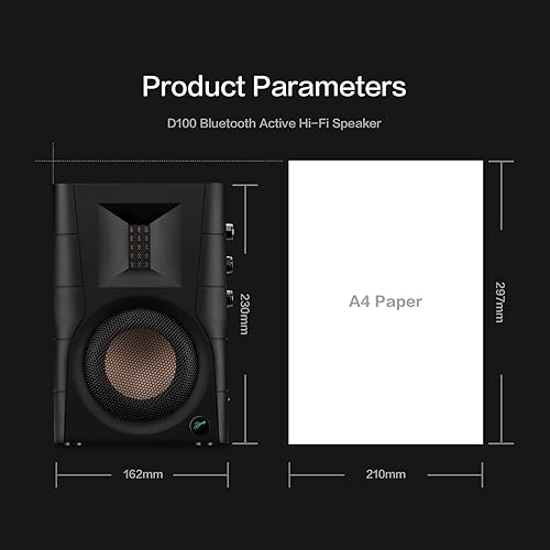 Miniatura 6 de HiVi-Swans Altavoces Bluetooth D100 para estantería, altavoces estéreo de escritorio alimentados para TV/tocadiscos/PC/monitor, altavoces